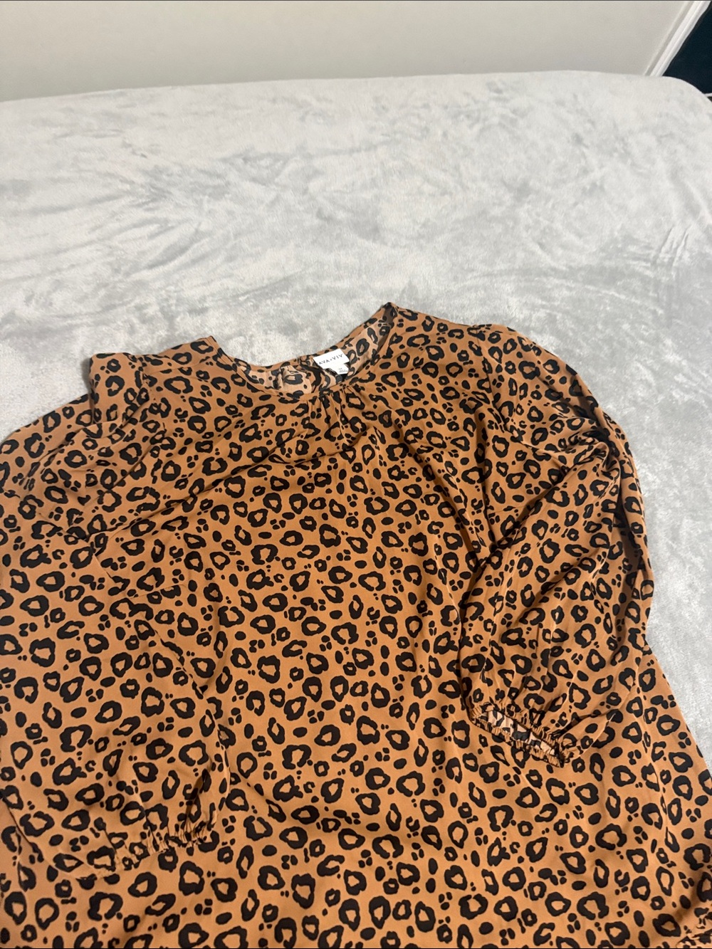 Ava & Viv Leopard Print Blouse - Tan & Black